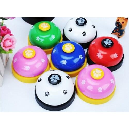 DHL 100pcs Cute Pets Call Bell Dog Ball-Shape Paws Printed Meal Feeding Educational Toy Puppy Interactive Training Tool Supply