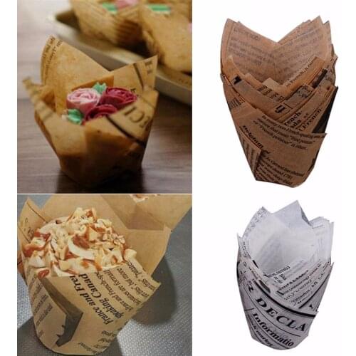 JX-LCLYL 50Pcs DIY Tulips Cupcake Liners Paper Cake Baking Cup Muffin Cases Weeding Party