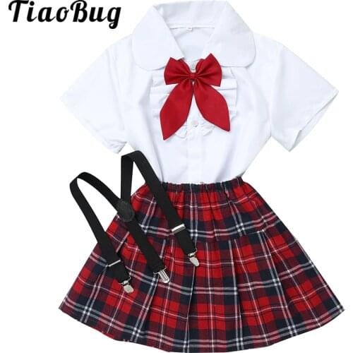 Professional Dance Clothes Sets Competition Performance Costume Children Choir Wear Kids Skirt+Tops+Suspenders+Suspenders Sets