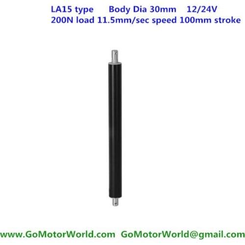 200N 20KG 44LBS load 11.5mm/s 0.46inch/s speed 100mm 4inch stroke 12V 24V DC hot sell mini tubular linear motor LA15 type