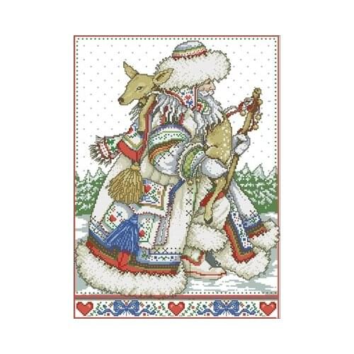 TOP YIXIAO Counted Cross Stitch Authentic Egyptian cotton self matching needleless printing kit DW - 5446 Nordic Santa Claus