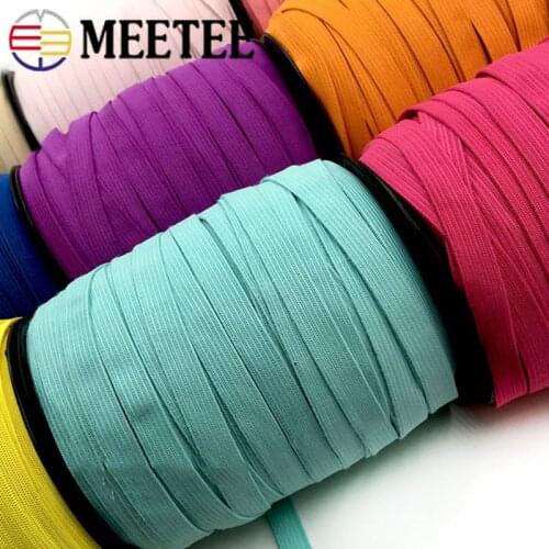 Meetee 20meters Elastic Band 10mm Width Rubber Knitting Tape Belt for Notebook Bookmark Bra Straps Sewing Clothing Accessories