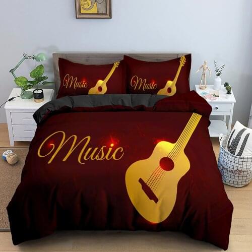 Instrument Guitar Bedding Set 3D Duvet Cover Quilt Cover Bedclothes Queen King Single Size for Kids Home