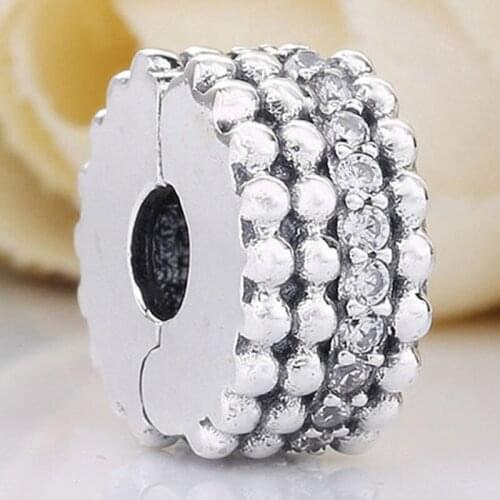 Original Beaded Brilliance With Row Crystal Clip Lock Stopper Beads Fit 925 Sterling Silver Charm Bracelet DIY Jewelry