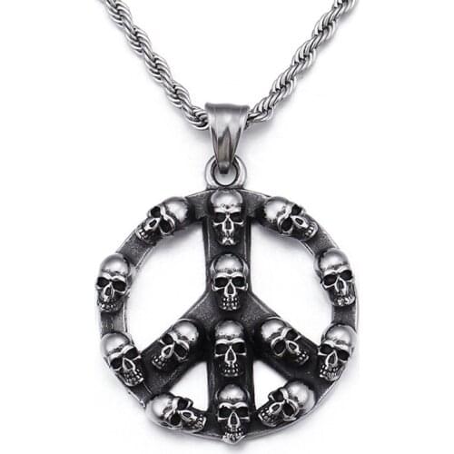 Hip Hop Punk Street Retro Titanium Steel Necklace Trendy Male Steamed Head Pendant
