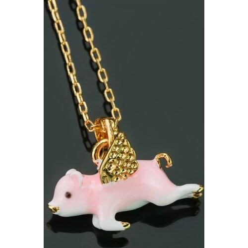 Cute Lovely Sweet Pink Flying Pig Pendant Necklace For Women Fashion Jewelry Accessories Good Gift Lady Female