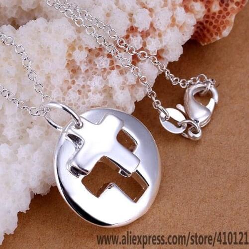 P017_2 Lucky Charm Silver Color Pendants For Women Jewelry Necklace Women Accessories Fashion Pendant Couple Cross /fisanzza