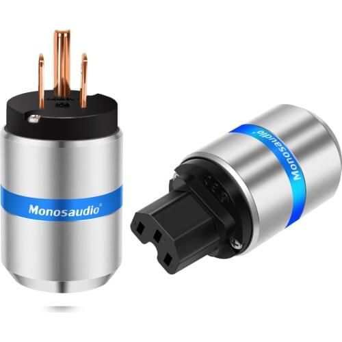 Pair Monosaudio M106/F106 99.998% red copper hifi AC US power plug，with IEC connector power plug