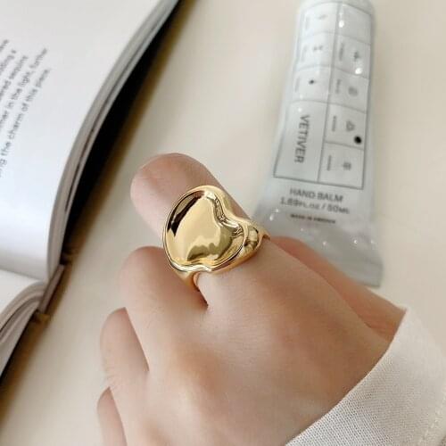 SHANICE Korean S925 sterling silver open ring bowl face Irregular ins cold talk style fashion personality niche Party Statement