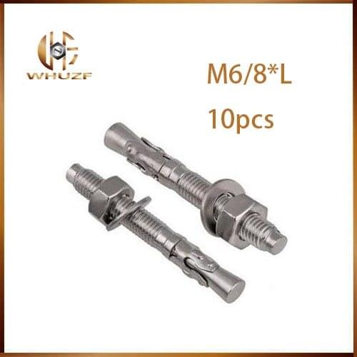 Through bolt 10pcs Expansion screw wedge anchor through bolt M6 M8 M10 M12 M16 expansion screw expansion screw expansion screw