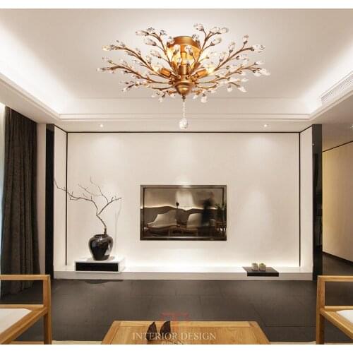 Retro Crystal Lighting Ceiling Creative Personality Restaurant Living Room Lamps Bedroom Art Lighting Ceiling
