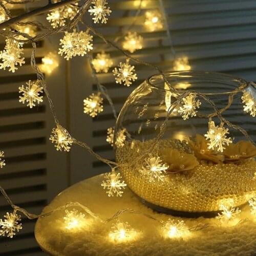 LED Snowflakes Flash Light String Wedding Christmas Decor Stars Pendant Battery Hanging Ornaments Fairy Lights Various Lengths