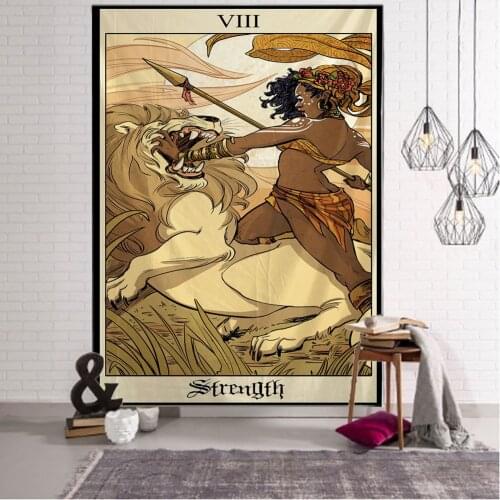 Tarot Card Divination Wall Tapestry Art Deco Blanket Curtain Hanging in Bedroom Living Room Decoration Mysterious Boho Style