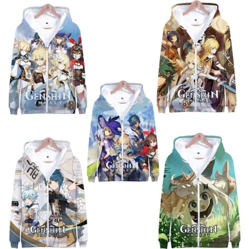 Genshin Impact - Fashion 3D Print Hoodie Zipper Harajuku Tracksuit Unisex Cosplay Coat