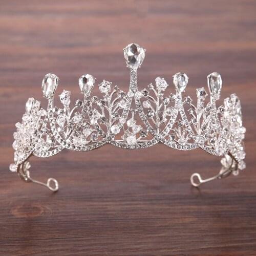 Trendy Baroque Rhinestone Crystal Crown Bridal Tiara Princess Party Tiara Wedding Hair Accessories Hair Jewelry