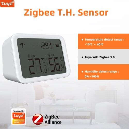 Tuya Zigbee Temperature Humidity Sensor With LCD Screen ,Build in Lux Detector,Works With Smart Life Zigbee Hub Google Assistant