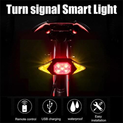 Bicycle Light Smart Wireless Remote Turn Signal Lights USB Rechargeable Tail Lights Warning Bike Rear Lights LED Bicycle Lantern