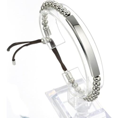 Vintage Jewelry 6MM Silver Color 316L Stainless Steel Bead Chain Bracelet 8" Adjustable Length