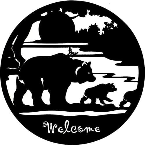 Iron Metal Bear Silhouette Wall Decor Whimsical Artwork Art Pendant Metal Decoration Wall Decor Garden Home Decor