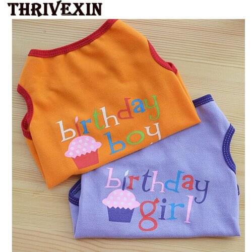 Dog Vests T-Shirt Pet Puppy Summer Vest Birthday Girl and Boy Dog Clothes for Small Dogs Pet Clothes Puppy Clothes Girl
