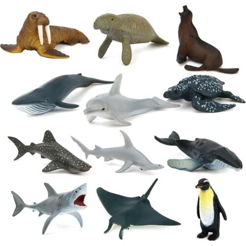 12PCS Kids Simulated Sea Animals Toy Educational Simulation Wild Ocean Fish Model Simulated Marine Animal Model Whale Narwhal