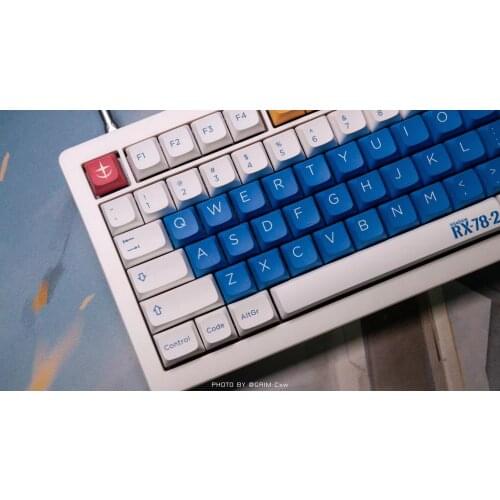 150-key Anime Gundam RX-78 Keycaps PBT Sublimation Keycaps Cherry Profile Mechanical Keyboard Keycaps for 61/64/87 Keyboards