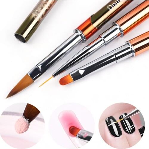 3 Design UV Gel Brush Extension Painting Brush Lines Liner Drawing Nail Brushes Nail Art Pen Manicure Tools