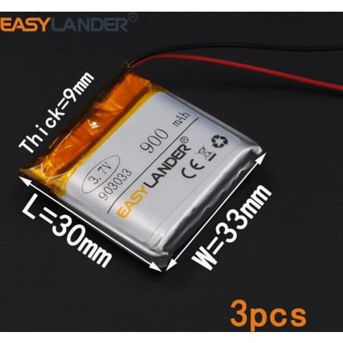 3pcs/Lot 3.7V 900mAh Rechargeable li Polymer Li-ion Battery For Tablet PC Power bank mobile electronic part DIY 903033 093033