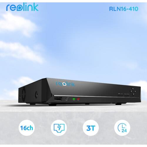[4K NVR] Reolink 16ch DVR 4MP 5MP 4K PoE Network Video Recorder with 3TB HDD For Reolink HD IP Cameras RLN16-410