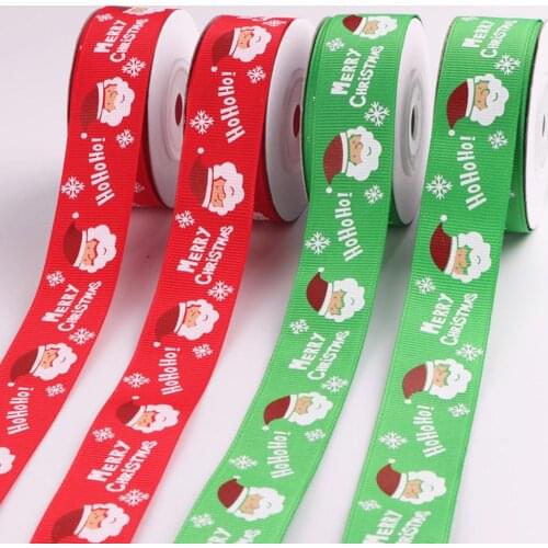 9Meters 25mm Snow Santa Claus Printed Polyester Ribbon for Wedding Christmas Party Decorations DIY Card Gifts Wrapping