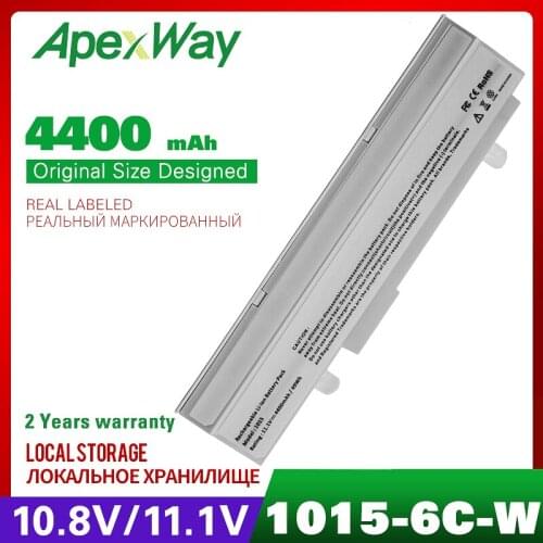 Apexway White 4400mAh Laptop Batter for ASUS Lamborghini Eee PC VX6S VX6 15 1016 1215 R011 R051 A32-1015 1015T 1215 1215PE