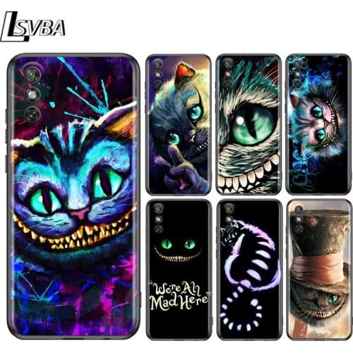 Wonderland Cat for Huawei Y9A Y9S Y9 Y8S Y8P Y7P Y7 Y6 Y5P Y5 Lite Pro Prime 2020 2019 2018 2017 Black Phone Case