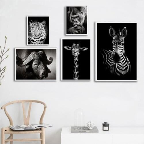 Black White Animal Abstract Picture Zebra Lion Leopard Canvas Nordic Print Wall Art Painting Modern Living Room Decor