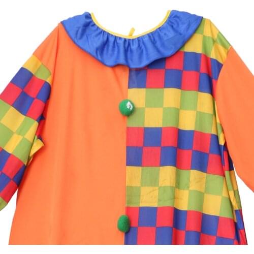 Circus Clown Costume Comedy Grids Fancy Dress Up Party Mens Jumpsuit w/ Hat