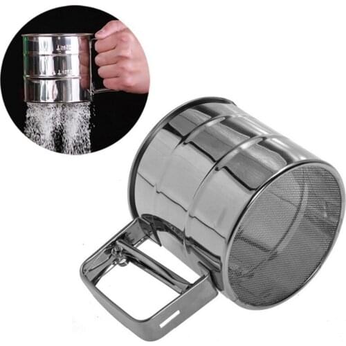 Home Shaker Flour Sifter Mechanical Stainless Steel Baking Icing Sugar Strainer