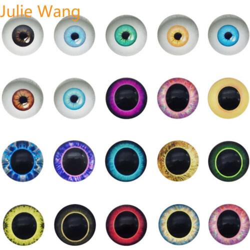 Julie Wang 6-30mm In Pairs Dragon Eyes Cabochons Flatback Round Pupil Glass Human Doll Eyes Round Jewelry Making Accessory