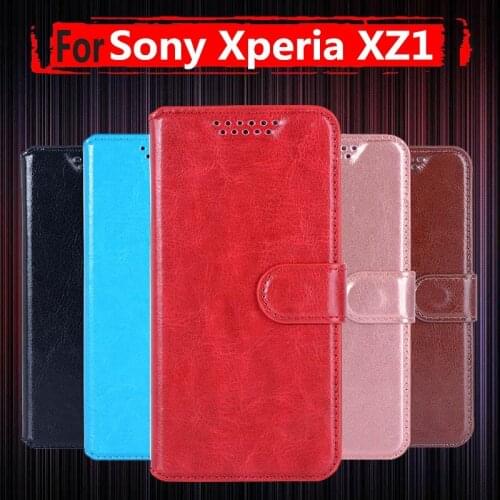 Flip Case For Sony Xperia XZ1 Cover Retro Luxury PU Leather Wallet Case For Sony Xperia XZ1 G8341 G8342 5.2" Capa