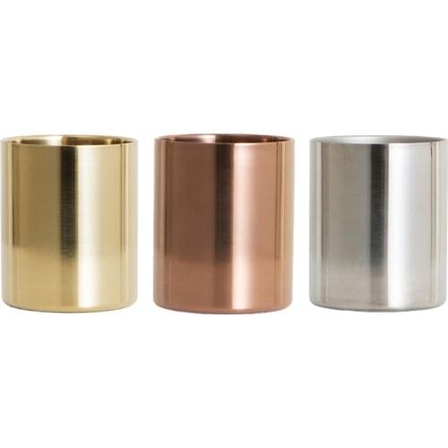 Round Pen Holder Stainless Steel Vase Cosmetic Brush Container Desktop Decoration Multi-Functional for Home School Office