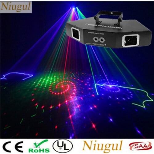 4 Lens Sector Scan Laser With Patterns/DMX512 Sound Control RGB Beam +Image Laser Light/Disco Party DJ Show Laser Stage Lighting