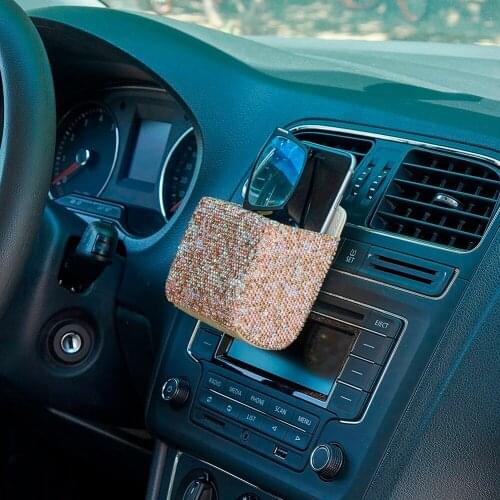 Multi-function Car Organizer Storage Box Cell phone Holder Box PU Leather Car Shinny Box