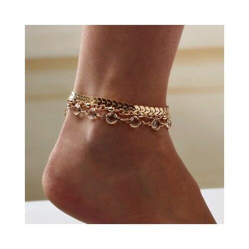 Fashion Set Auger Anklets For Women Vintage Alloy Multi Layer Anklet Jewelry Accessories Party Gifts