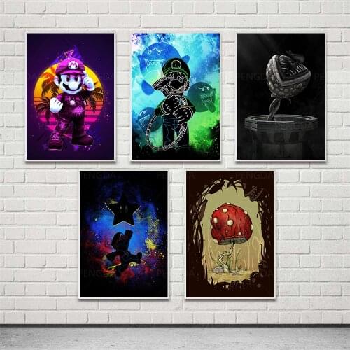 Mario Beard Cartoon Blackening HD Print Modular Picture Canvas Painting Poster For Living Room Home Decor Wall Art No Framework