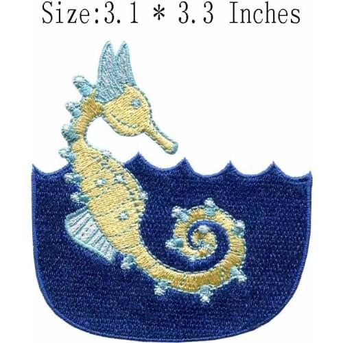 The sea horse 3.1"wide embroidery patch for patch for clothes/applique embroidery/rocker patches