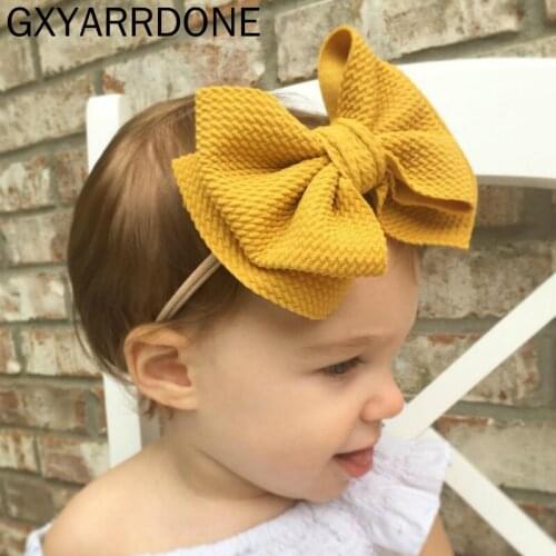 2019 New 16 Colors Bow Nylon Headbands Baby Girls Hairbands Big Bow Soft Elastic Hair Bands Headwear Lovely Hair Accessories