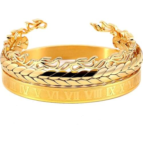 New Roman Numbers Bracelets & Bangles Cable Wire Lover Bangles Set For Men Stainless Steel Pulseira Men Punk Jewelry Accessories