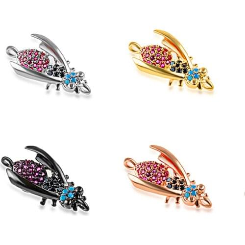 NEW charm Diy bee insect pendant necklace connector jewelry accessories miniature precision inlay cubic zircon bracelet gift