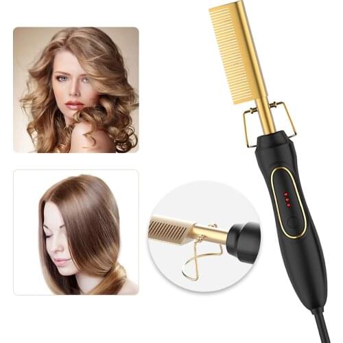 Electric Hot Heating Comb Wet Dry Hair Straightener Hair Curler Multifunctional Straightening Iron Hair Curler Comb