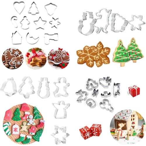 Christmas Cookie Cutters Stainless Steel Cute Candy Shape Biscuit Mold Fondant Party Pastry Decorating Baking Tools Cookie Stamp