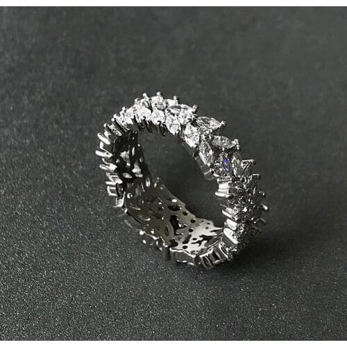 UMGODLY Fashion Silver Color Shining Festival Spark Double Ring Paved AAA Cubic Zirconia Women Wedding Party Jewelry