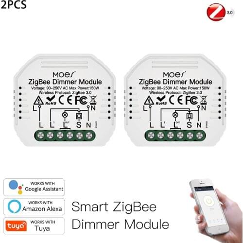 Mini DIY Tuya ZigBee 3.0 1/2Gang Smart Dimmer Switch Module Hub Required 1/2 Way Smart Life App Alexa Google Home Voice Control